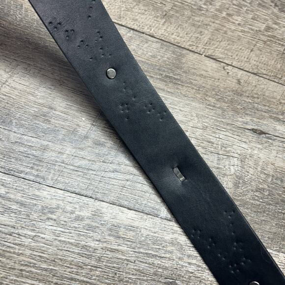 Bed Stu Leather Belt, Large Glimmer Black Leather, Studs & Buckle Sexpot Skull main image 7